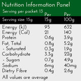 Vanilla Chai Latte nutrition panel: Per Serve contain Calories 21, Protein 1g, Carbs 3g, Sugar 0.7g